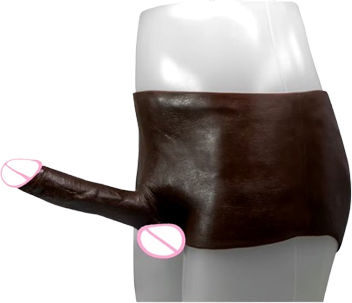 Goedkoopste Black Penis dildo strap-on broek - Elastisch - voorbinddildo - Siliconen penis short - Unisex - Realistisch - One size M t/m XL
