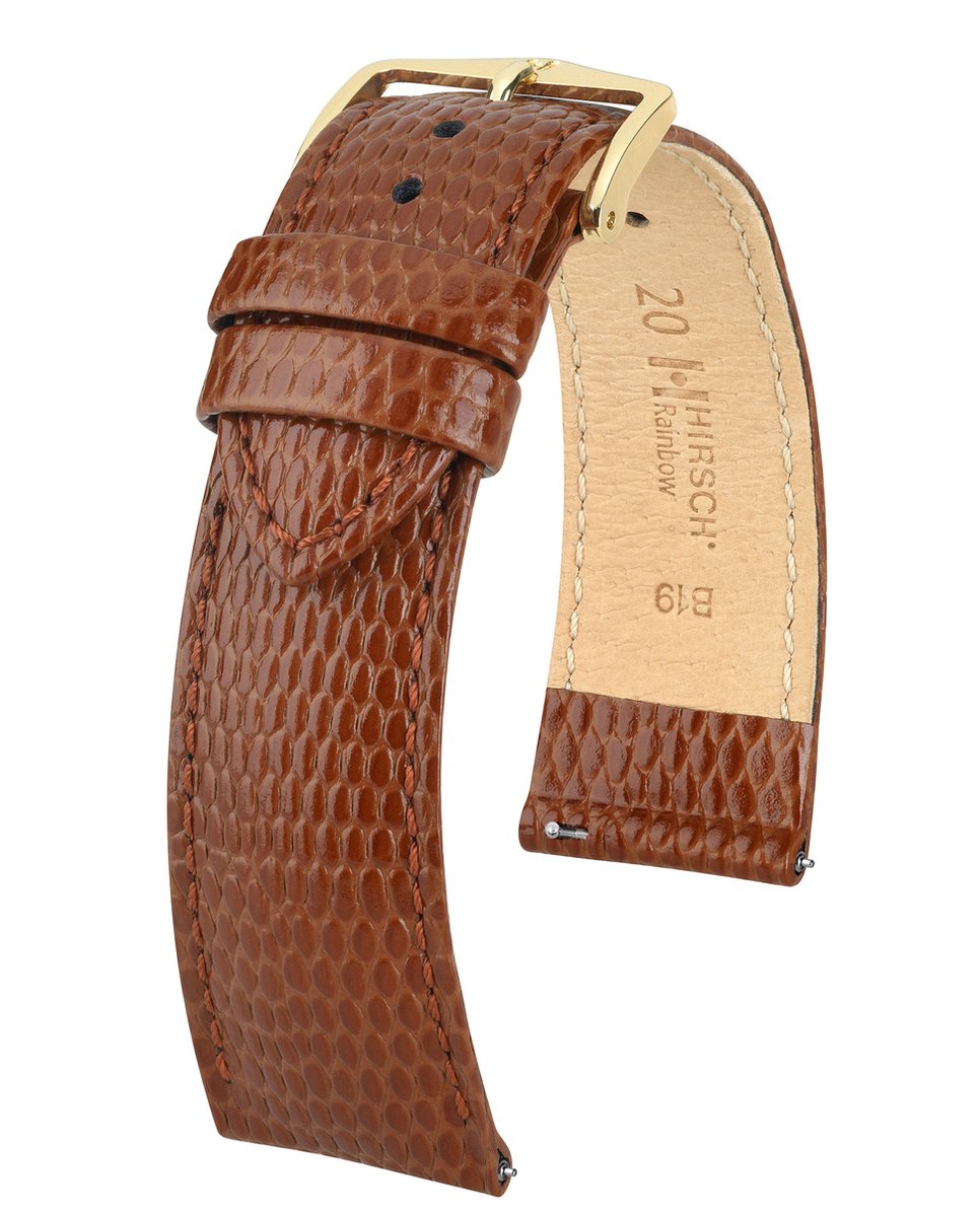 Hirsh Horlogeband Rainbow Goudbruin - Leer - 16mm