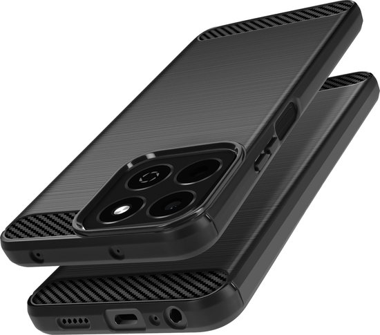 Avizar Geval Geschikt voor Honor 200 Smart Silicone Geborsteld Koolstofontwerp, Zwart