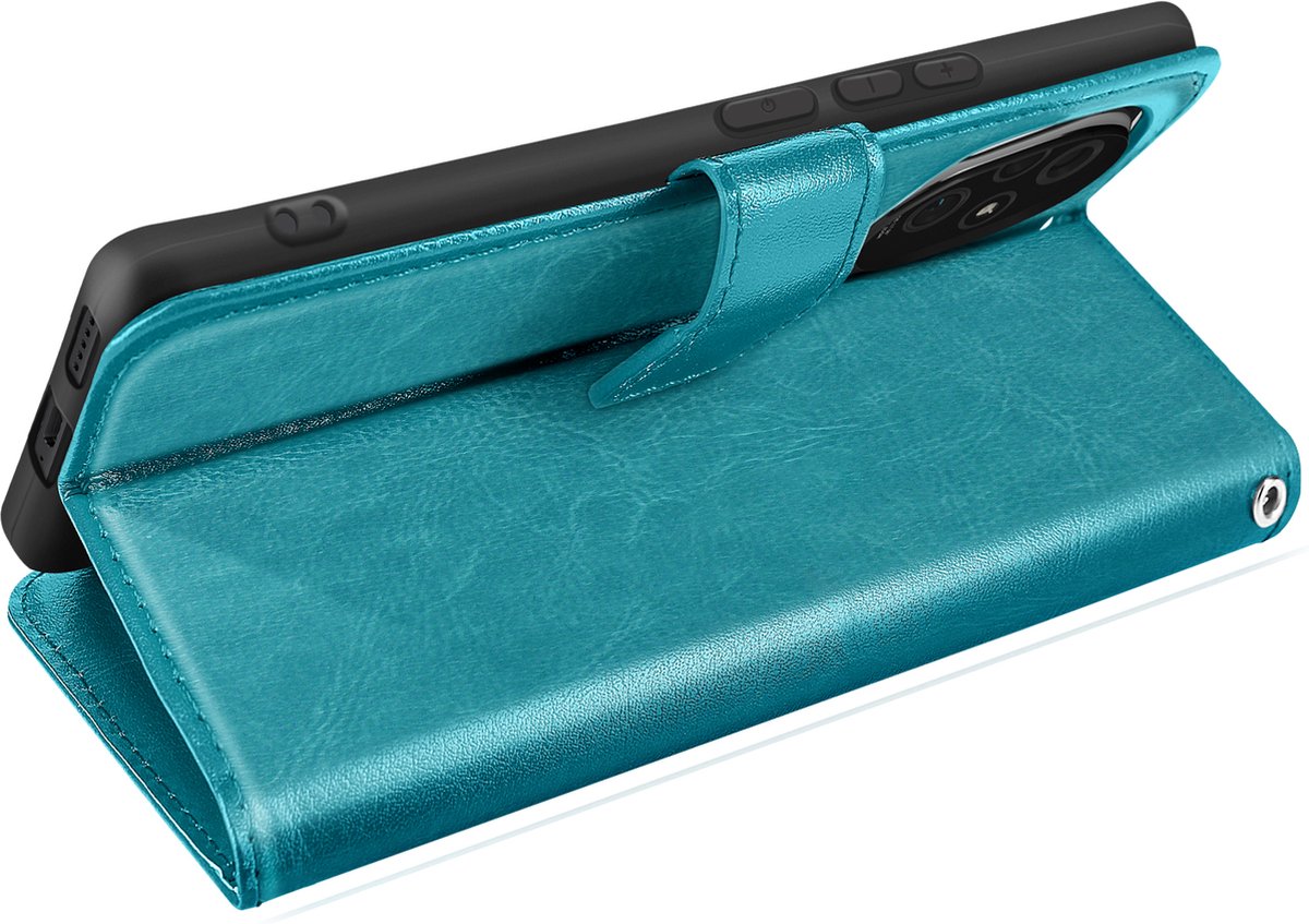 Mayaxess, Beschermhoes voor Honor 200 Portemonnee met Handriem, Turquoise