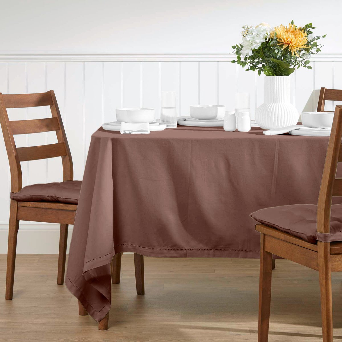 Homescapes tafelkleed bruin - 178 x 300 cm, 100% katoen