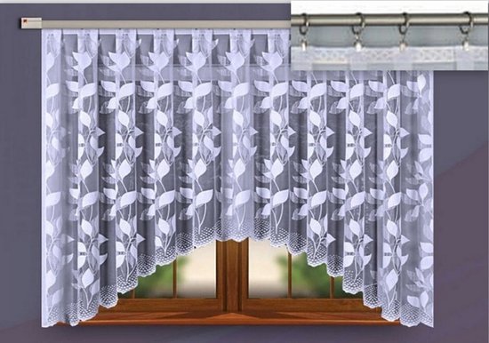 Gordijn Jacquard Store met loodband voor mooie gevallen wit mooi bloemenpatroon allover met plooiband / universele rail