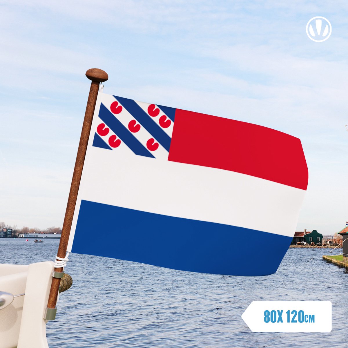 Vlag Nederland met inzet Friese vlag 80x120cm