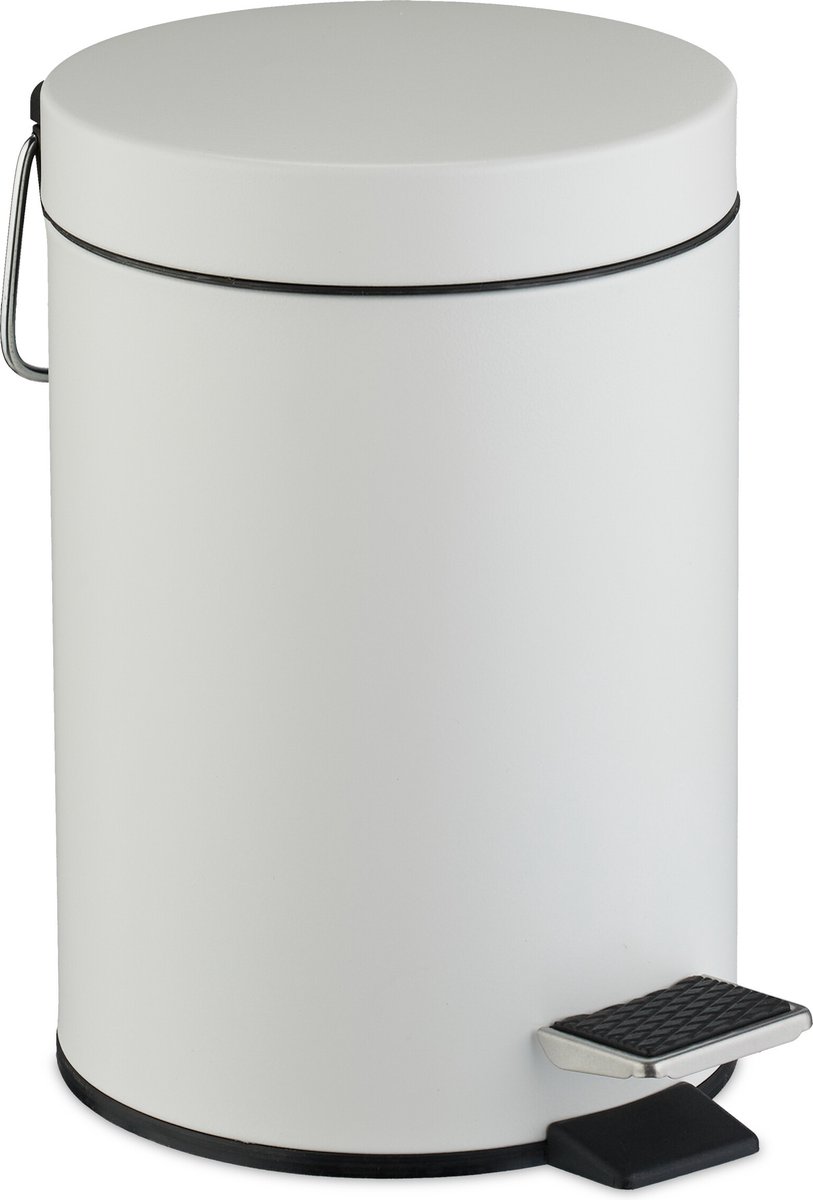 Goedkoopste badkamer prullenbak - 3 l - deksel - handvat - binnenemmer - toilet - wit