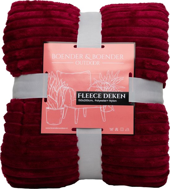 Boender Outdoor Fleece deken – fleece plaid – Bordeaux rood - 150x200cm