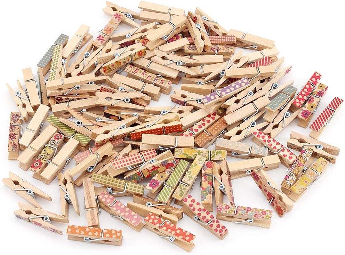 Kleurrijke Houten Clips 100 stks - Gekleurde Craft Pinnen voor DIY Decoratie