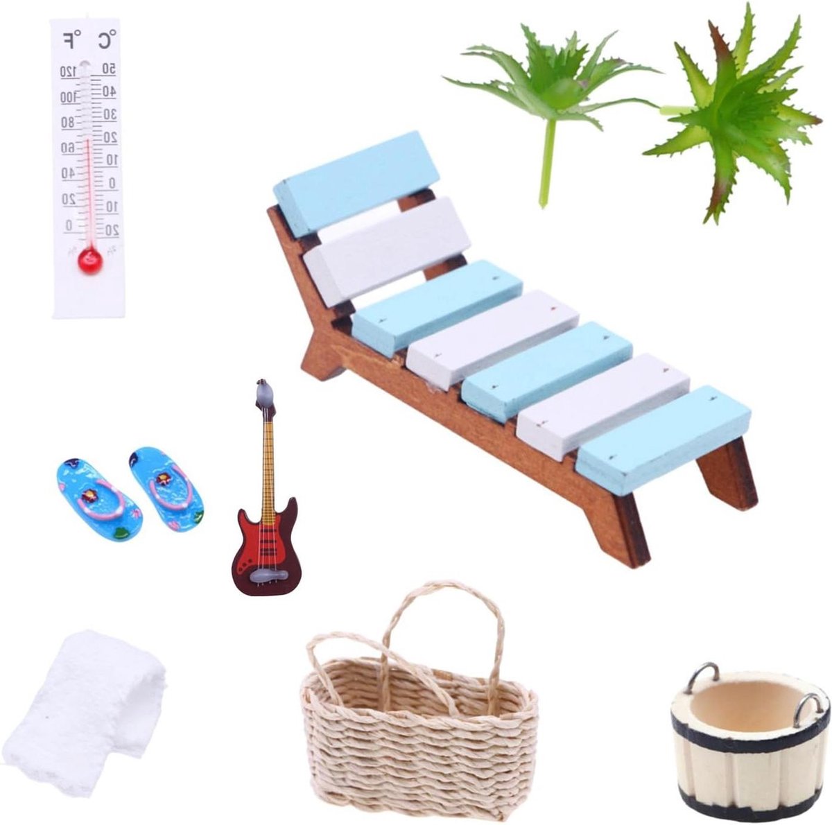 Goedkoopste Miniatuur decoratie sauna accessoires set - 11 delen - sauna tegoedbon - spa wellness cadeaubon