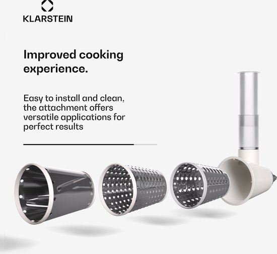 Klarstein Chiara Saladeaccessoire - Hakmolen voor keukenmachine, veelzijdig saladeaccessoire, roestvrijstalen messen, 3 mesopties, compact ontwerp, gemakkelijk schoon te maken, compatibel met de Chiara keukenmachine van Merkloos — afbeelding 5