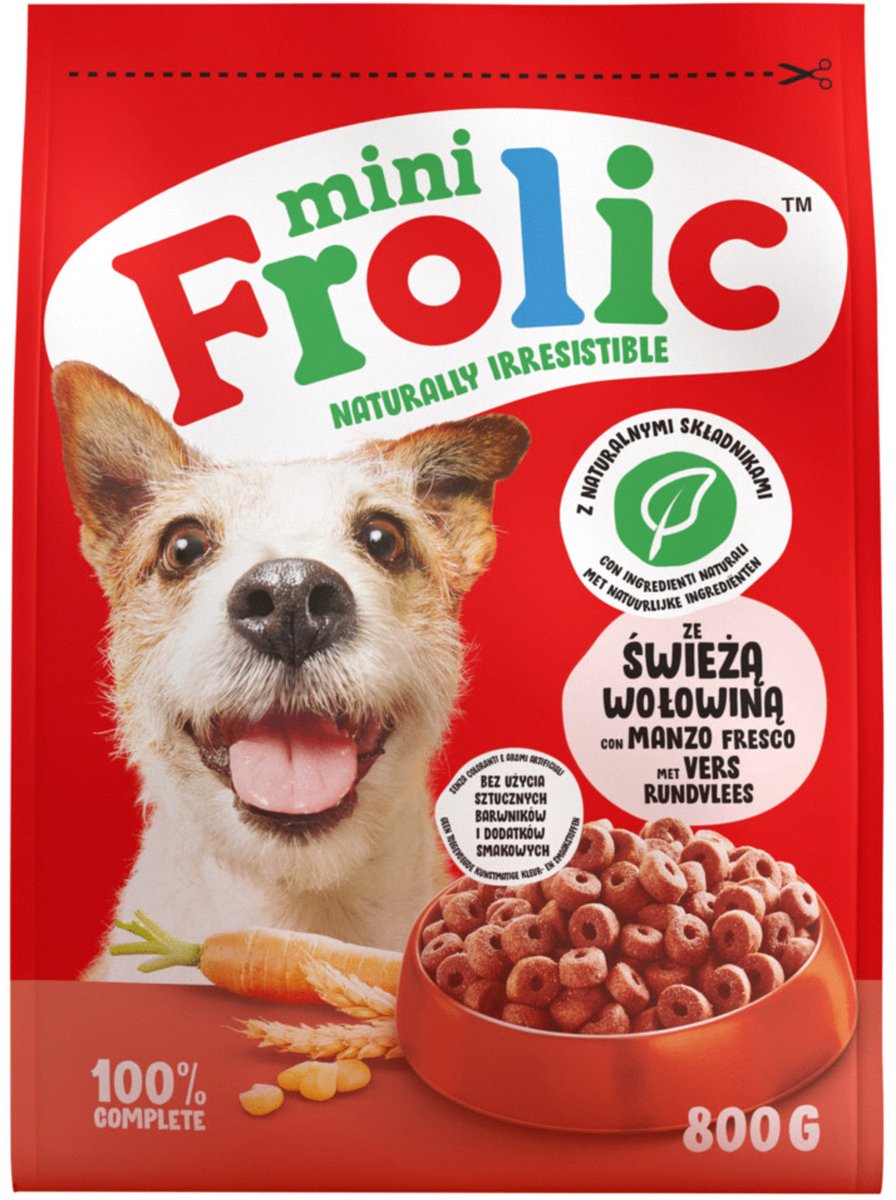Frolic Mini met rund hondenvoer 3 x 800 g