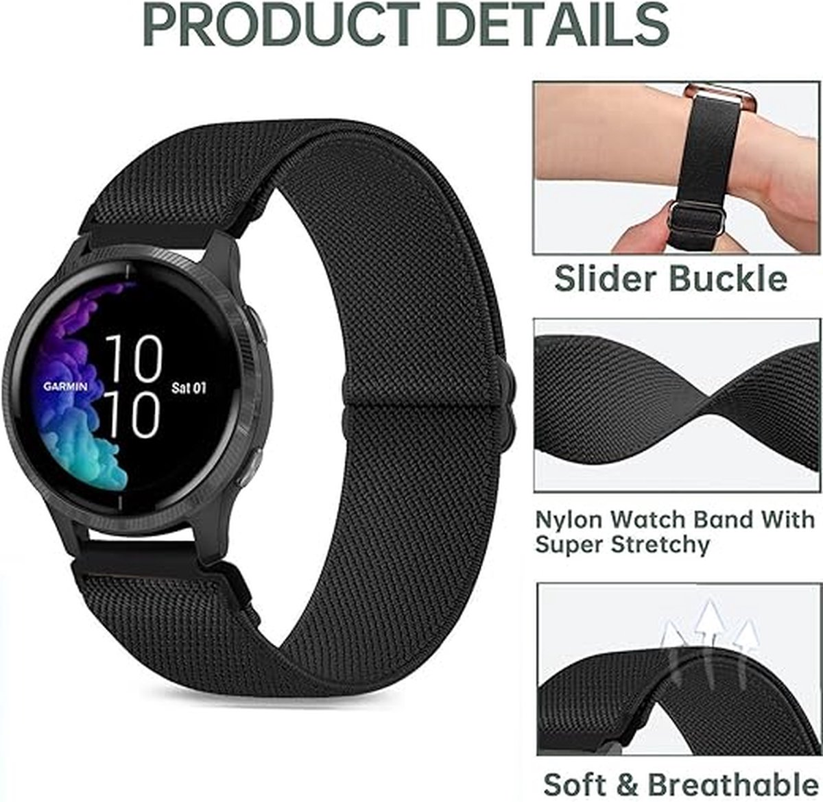 Lot De 3 Bracelets Silicone 20mm Pour Montres Garmin - Compatible Vivoactive 5, Venu 2 Plus, Venu Sq - 3