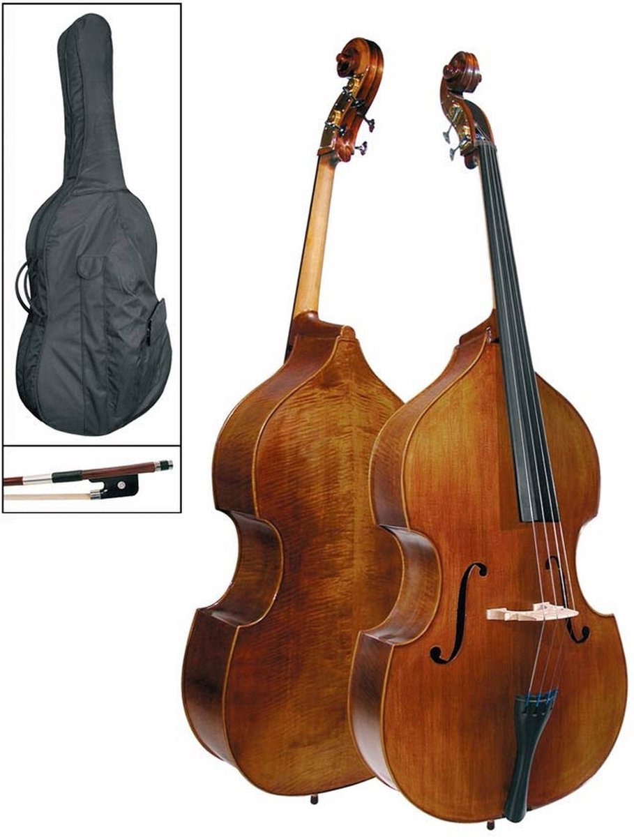 Schneider MB-134-ASA contrasbas 3/4. geheel massief, gepatineerde spirituslak, ebben toets, inclusief tas en strijkstok