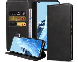 Smartphonica Telefoonhoesje geschikt voor Oppo Reno 8 Lite kunstleren Hoesje met Magnetische sluiting en Pasjeshouders Book Case met Klepje - Zwart geschikt voor Oppo Reno8 Lite