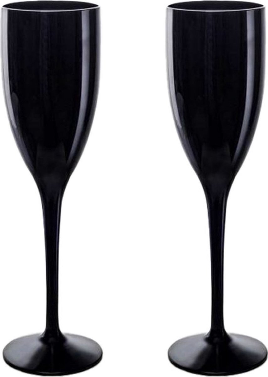 Kunststof Champagneglazen - 15cl - Zwart - 2 Stuks