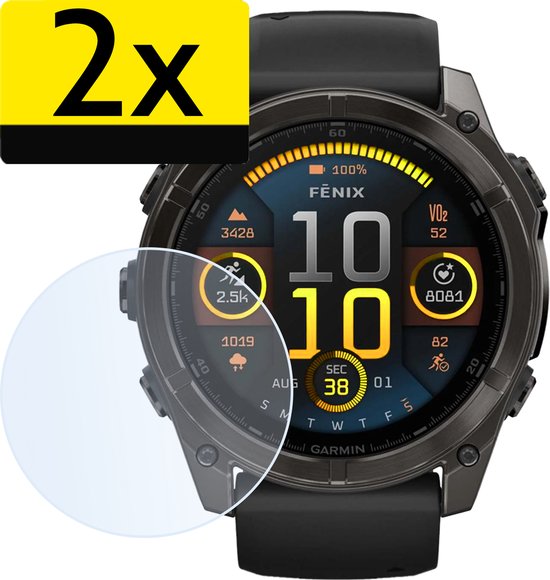 2 stuks screenprotector voor Garmin Fenix 8, met anti-vingerafdrukken en hoge transparantie.