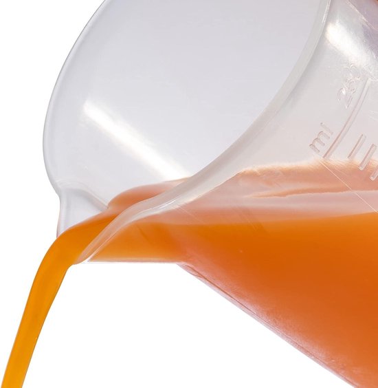 APS Maatbeker 0,25 liter, 7 x H: 12 cm, kunststof beker met maatschaal in reliëf aan de buitenkant, open handvat, ml-indeling, vaatwasmachinebestendig
