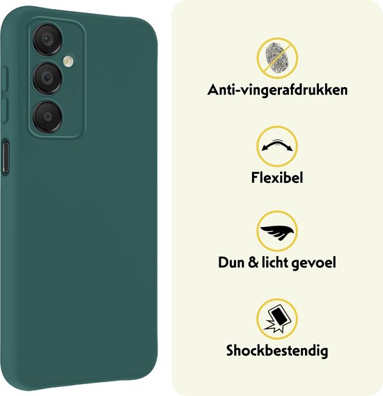 Coque pour Samsung A16 Coque en Siliconen avec Film de Protection d'écran - Coque pour Samsung Galaxy A16 Coque Siliconen - Vert Foncé