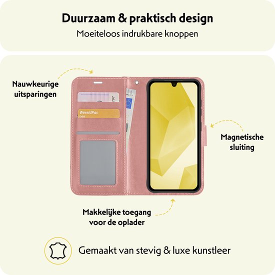 Étui adapté pour Samsung A16 Case Book Case Cover Wallet Cover - Étui adapté pour Samsung Galaxy A16 Case Bookcase Cover - Or rose