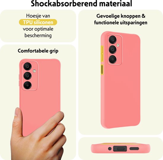 Roze TPU siliconen hoesje, comfortabele grip, met knoppen en uitsparingen.