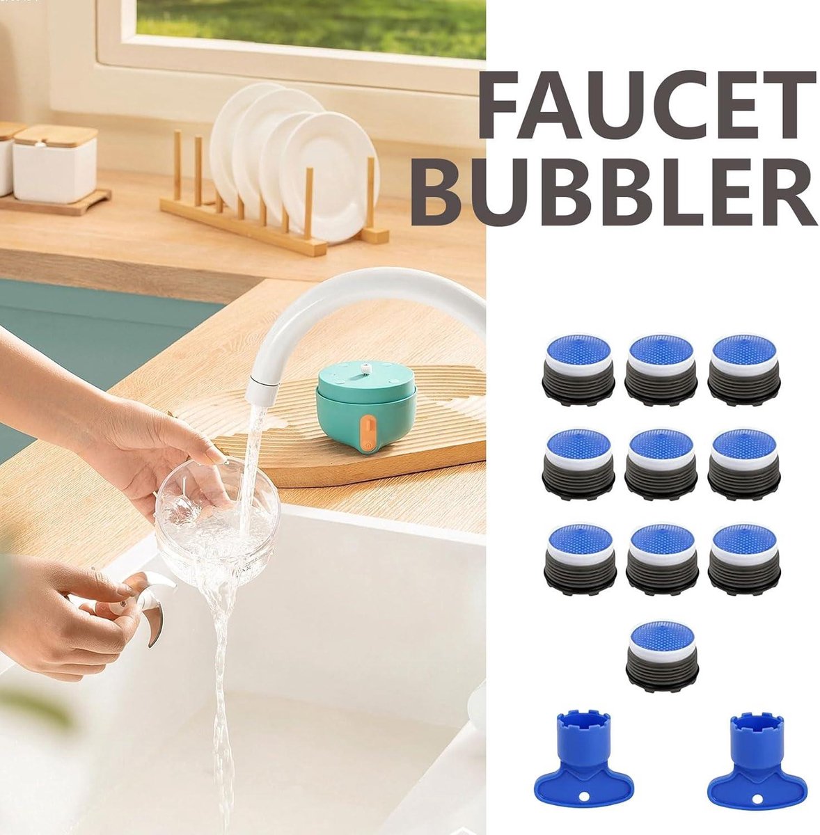 Kraanopzetstuk, Yeelan 1440° draaibare multifunctionele verlengkraan met 2 sproeifuncties, universele beluchter kraan voor badkamer, keuken, perlatoren voor kranen (zwart