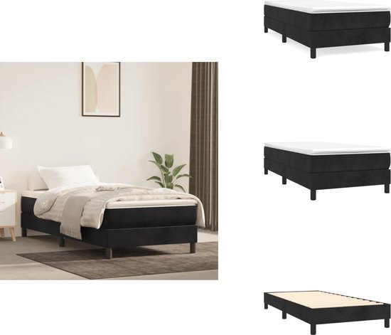 vidaXL Cadre de boxspring Velours Noir 90 x 200 cm