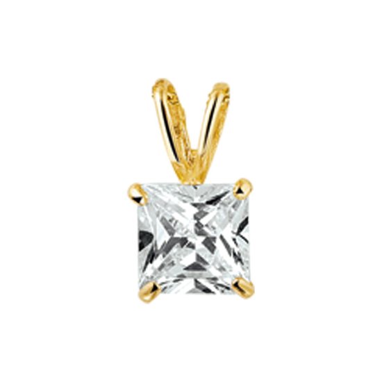 Zilveren goldplated ketting met hanger hexagon met zirkonia voor dames