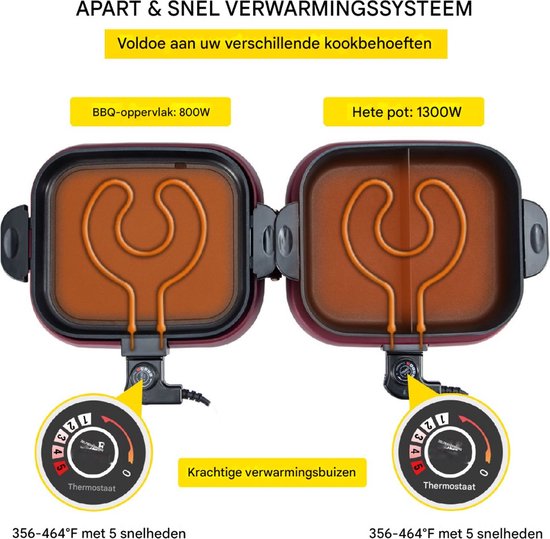 Electrische Multipan - Party Pan - 2000W - Draagbaar - Opvouwbaar — afbeelding 5