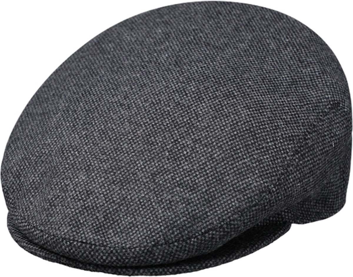 Winterpet Flatcap met voering, Flatcap Fiebig antraciet wolmix melange mt 54