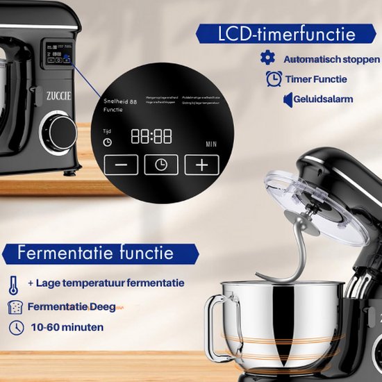 Zuccie® Mixer Met Mengkom - Keukenmachine - Keukenmachines - Keukenrobot - Keukenmixer - Deegmachine - Kneedmachine - Deegmixer - Mixer - Mixer Met Mengkom Keukenmachine - Mixer Met Kom - Mixer Keukenmachine - Keukenmixer Met Mengkom - Keukenmixers van Zuccie — afbeelding 4