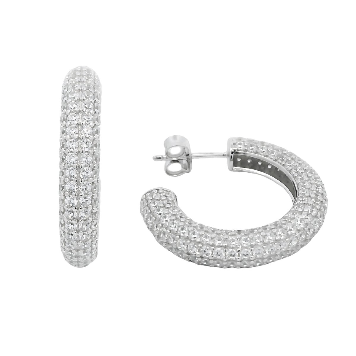 Juwelier Zwartevalk zilveren (gerhodineerd) oorbellen met zirkonia - 22.296