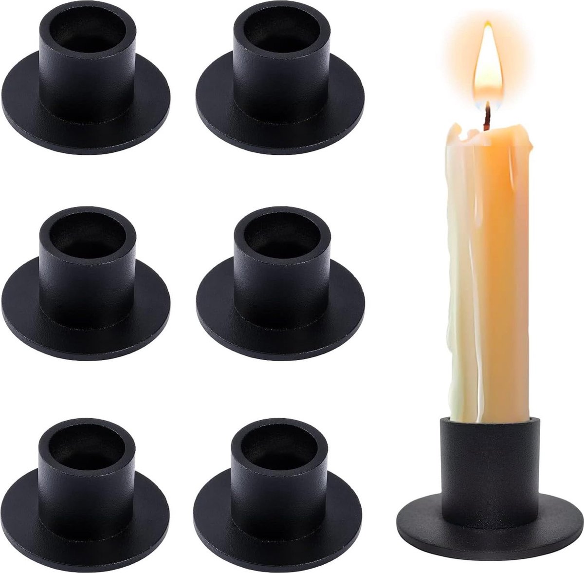 Goodivery ® Set van 6 Klassieke Zwarte Metalen Kandelaars voor Diverse Kamerdecoraties