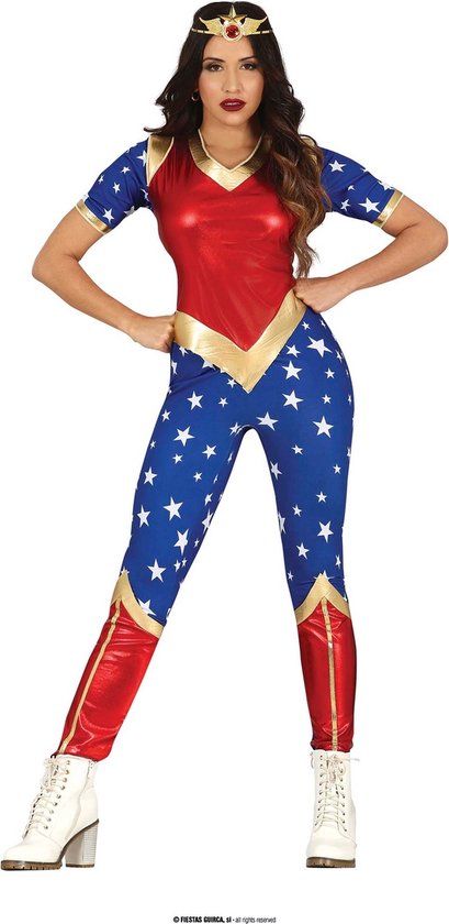 Foto: Guirca charmante star heldin vrouw blauw rood maat 38 40 carnavalskleding verkleedkleding