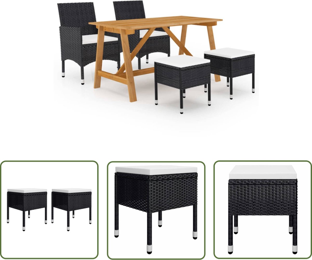 The Living Store 5-delige Tuinset zwart - Tuinset - Tuinstoel - Terras Meubilair - Acacia Hout - Zwarte Tuinstoel