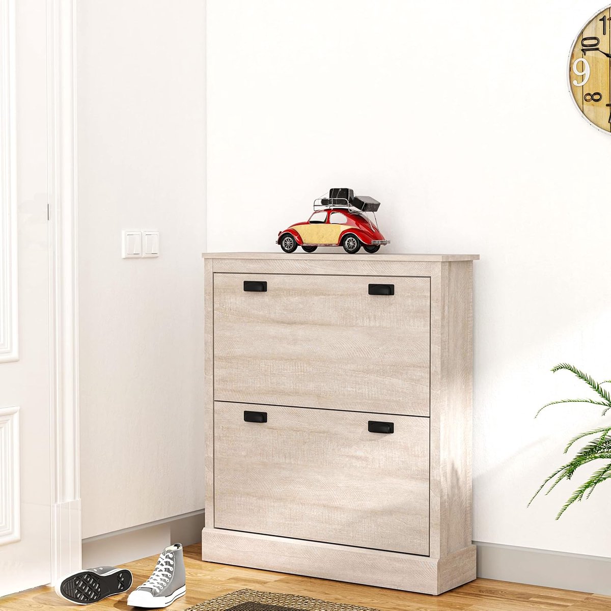 Goodivery ® Houten Schoenenkast Met Moderne Houtnerf Voor Stijlvolle Opslag In Hal En Woonkamer