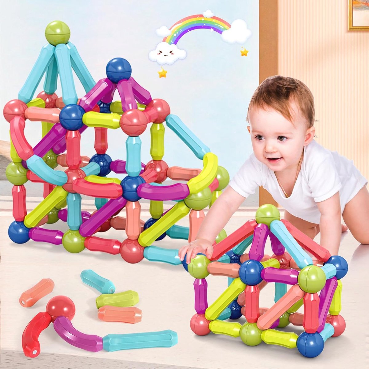 48 Stuks Magnetische Bouwstenen - Educatief 3D Constructiespeelgoed voor Kinderen van 3 tot 8 Jaar
