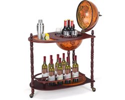 Globus minibar wijnrek met wieltjes – Praktische cocktailbar voor thuis