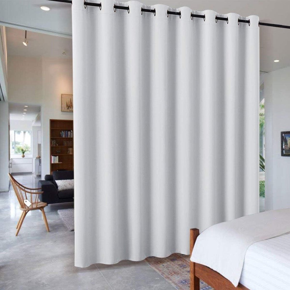 Goodivery® - Verduisteringsgordijn - Verduistering - Verduisteringsdoek - met Ingestanste Ringen - 243x457cm - Grijs-Wit