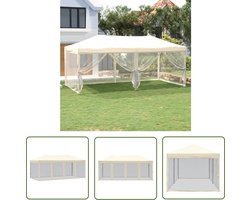 vidaXL Feesttent - Partytent - Partytent inklapbaar met zijwanden 3x6 m crèmekleurig - Outdoor - Tuintent - Veranda