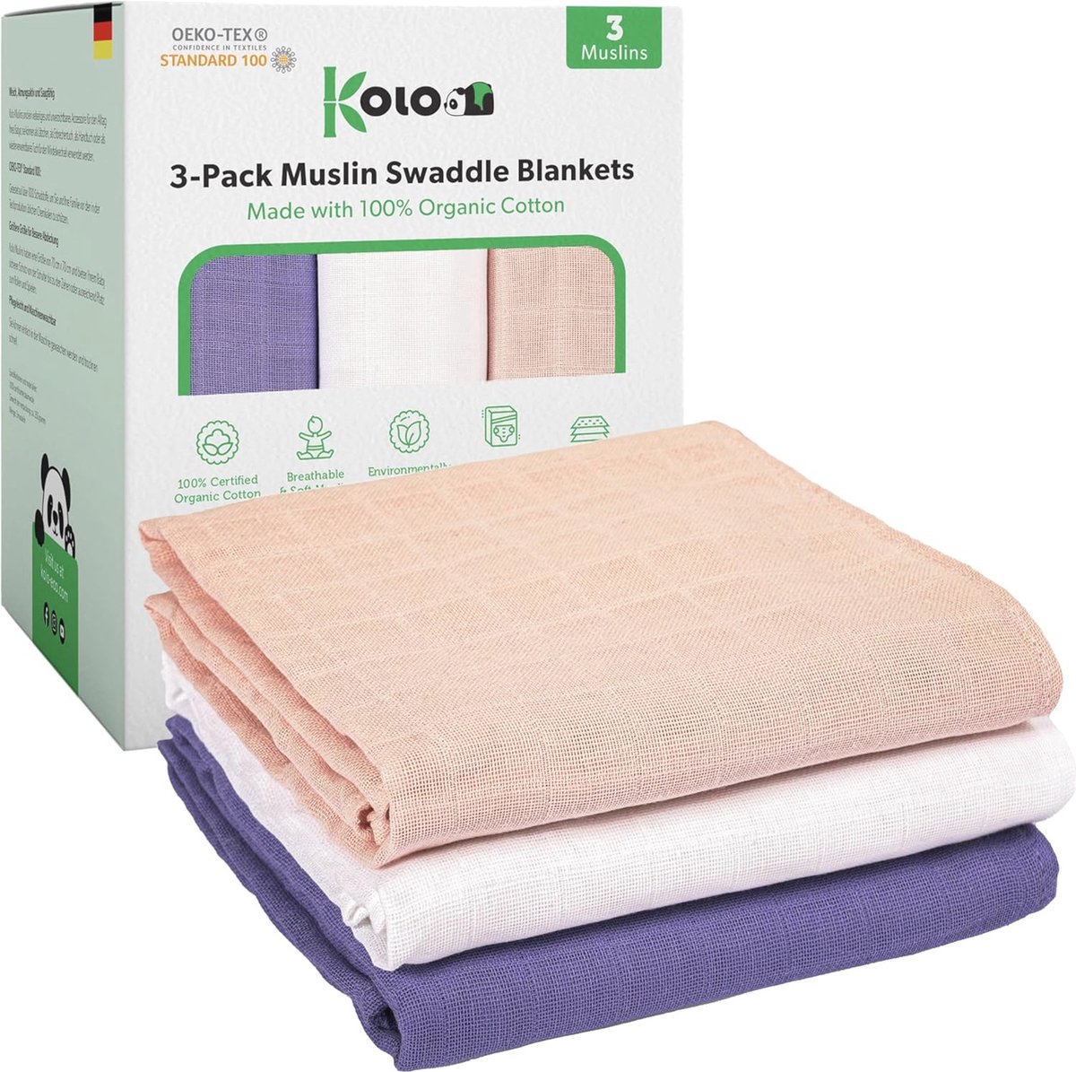 Goedkoopste Zachte Musseline doeken voor baby's - Hydrofieldoeken, Spuugdoeken, Luiers - 3 stuks - 70 x 70 cm - Huidvriendelijk en Extreem Absorberend