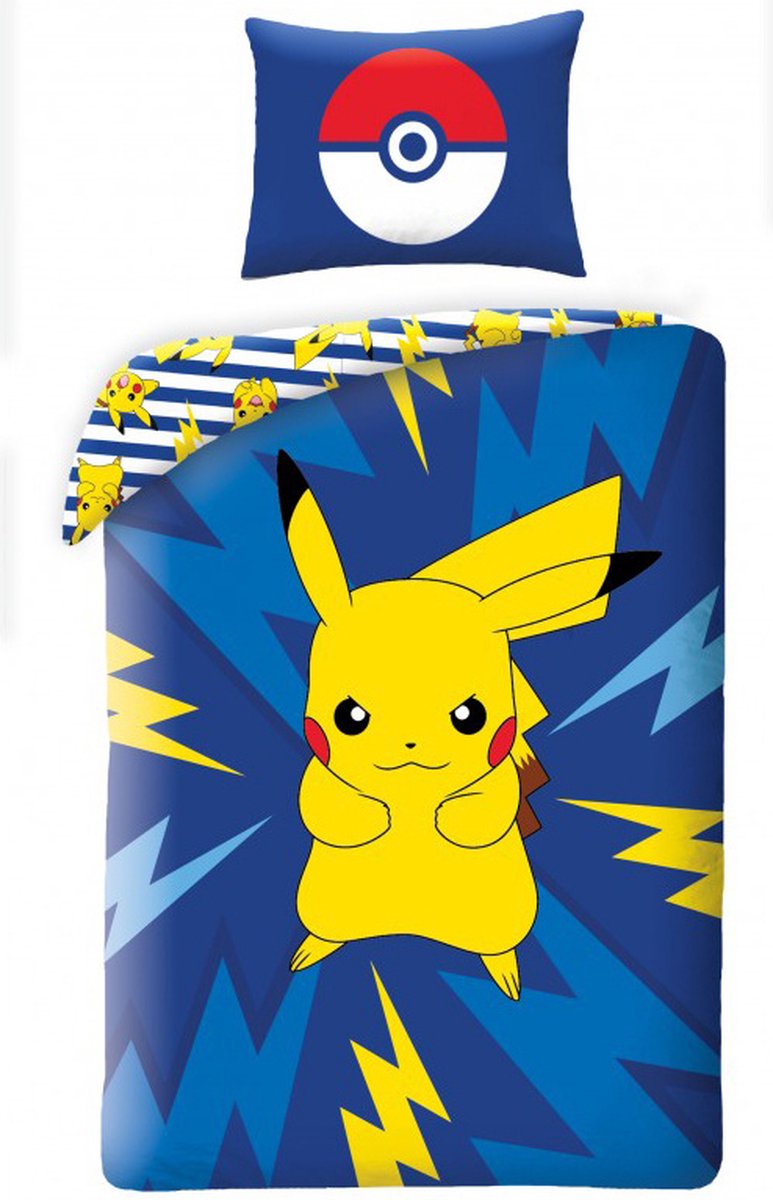 Pokémon Dekbedovertrek Pikachu 140 x 200 cm (donkerblauw)