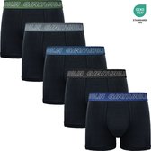 GIANVAGLIA® Heren Boxershorts - 5 Pack - Katoen - Maat L - Zwart - Effen - Gekleurde Band - Ondergoed Heren - Onderbroeken Heren