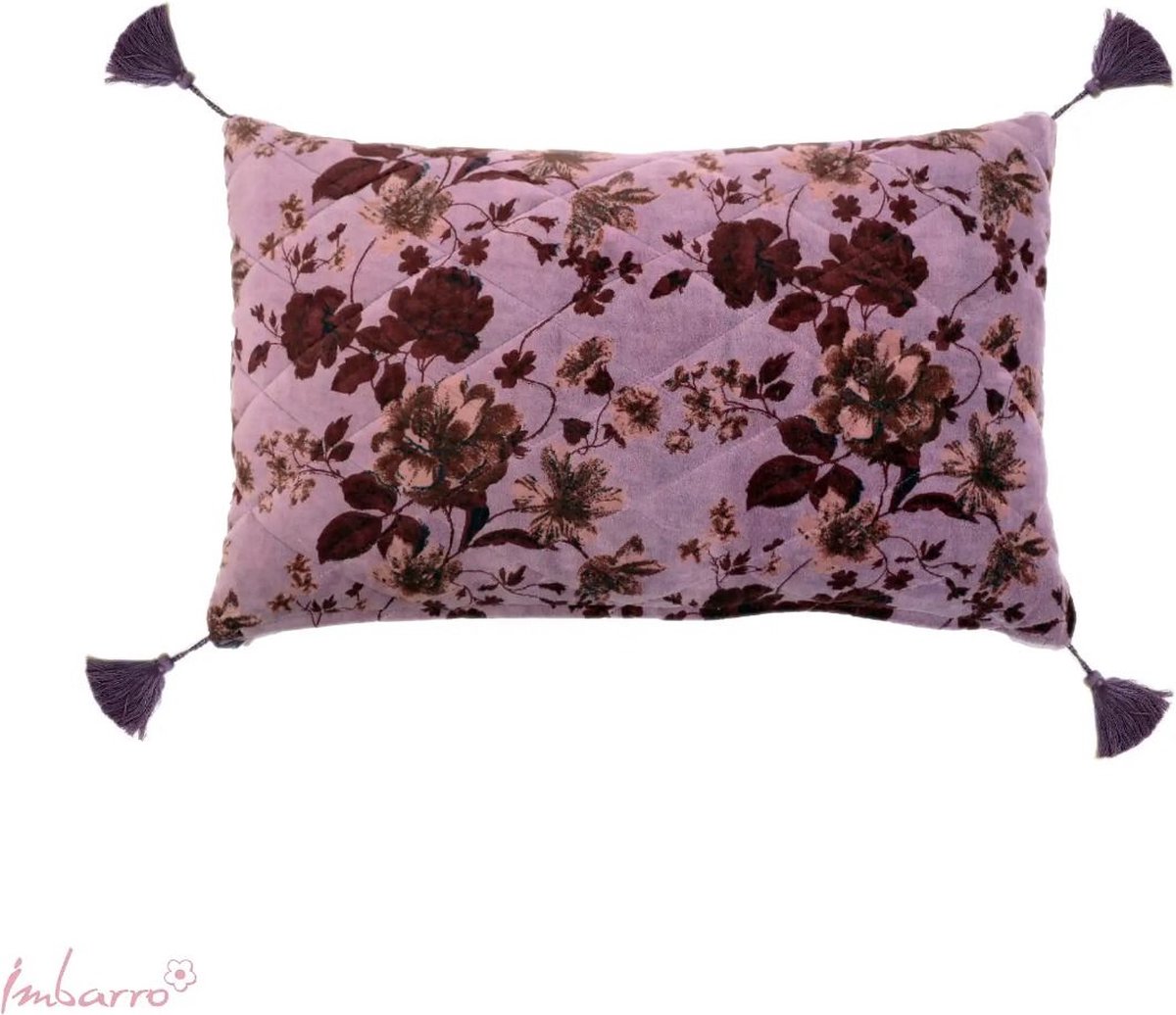 Imbarro - Kussen - Sierkussen - Jeanne - Purple - 100 % katoen velvet - 30x50 cm