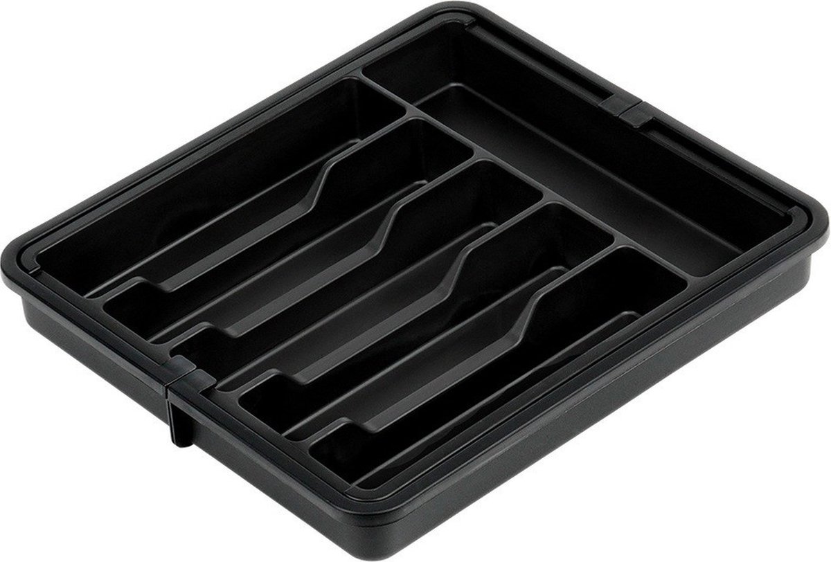 Bestekbak Uitschuifbaar Zwart 33-56,5x37,5 cm - Bestekhouder - Bestekcassette - Besteklade