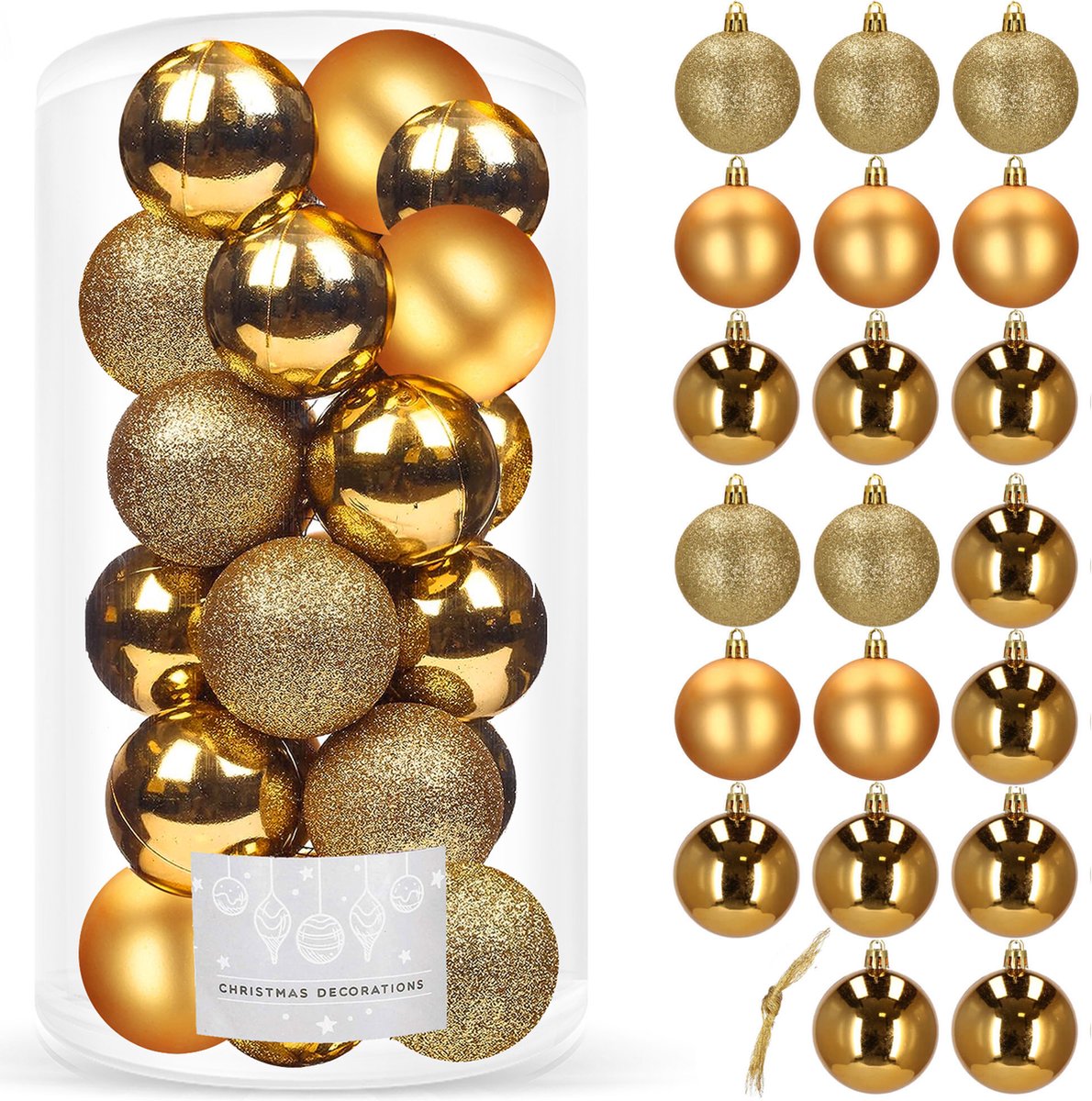 Gouden kerstballen set van 20 stuks, elk 4 cm groot, van het merk Springos.