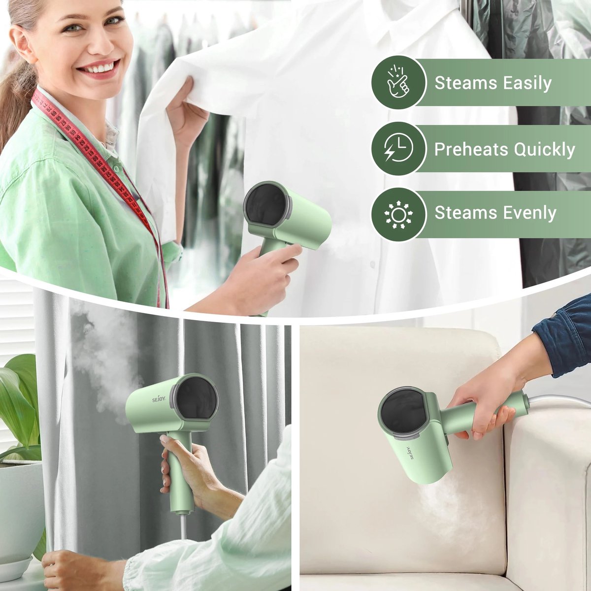 FIBILA Draagbare Kledingstomer - Handstomer - Kleding Stomer - Kledingstomers - Kleding Stomer/Ontkreuker - Lichtgewicht & Opvouwbaar - Hoogwaardige Elektrische Stoomstrijkijzer met 150ml Watertank