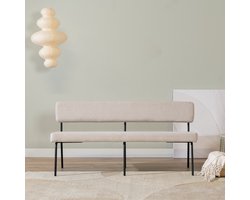 Bronx71® Scandinavische eetkamerbank Espen beige gerecyclede stof 160 cm - eettafelbank - eetbank