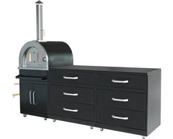 Oviala - 3-delige buitenkeuken met zwarte pizzaoven - Memphis