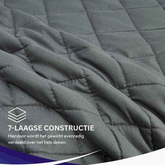 Comfeur Couverture lestée 7 kg 150 x 210 cm - Weighted Blanket - Couverture lestée - Couverture lestée - Couverture lestée - 4 saisons - Répartition de la pression du verre - Extra longue - Grijs