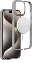 Transparant Magneet Ring Hoesje - Geschikt voor Apple iPhone 15 Pro Max - Natural Titanium - Stevig Doorzichtig Shockproof - Magnetisch - TPU Rand - Anti Yellowing Achterkant (Magneetring Compatible)