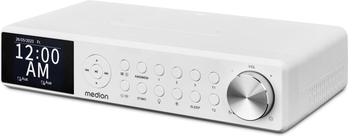 Medion Keukenradio (P66750) - DAB+ Radio - Bluetooth Speaker - Compacte Onderbouwradio - 26.3 x 5.4 x 13.3 cm - incl. montagemateriaal - Wit
