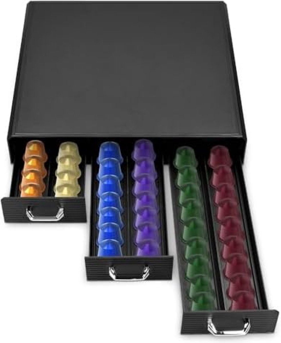 Koffiecups Houder met 3 Lades - Capsulehouder voor Koffie Cups - Zwart
